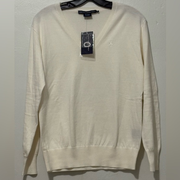 Ralph Lauren Men's Ivory V-Neck Sweater - Picture 1 of 5